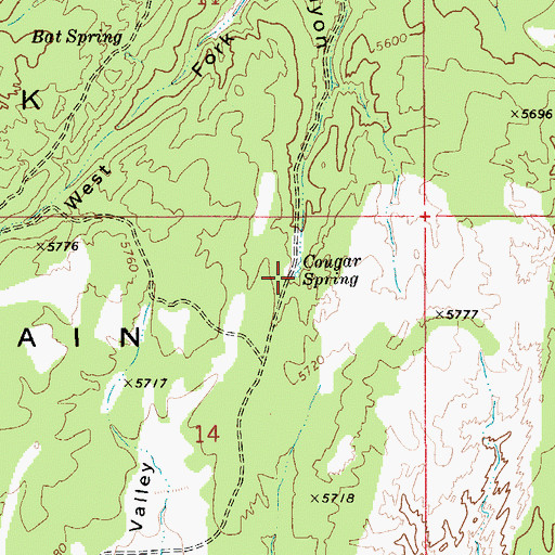 Topographic Map of Cougar Spring, ID