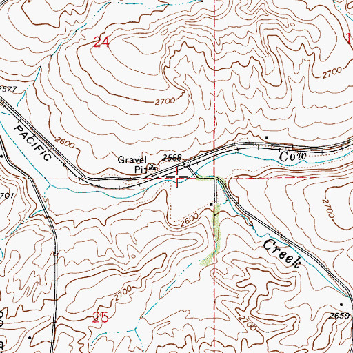 Topographic Map of Cow Creek, ID