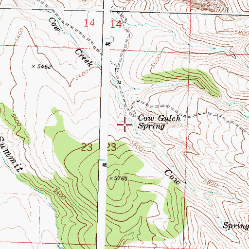 Topographic Map of Cow Gulch Spring, ID