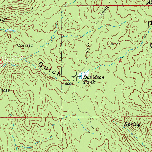Topographic Map of Davidson Tank, AZ