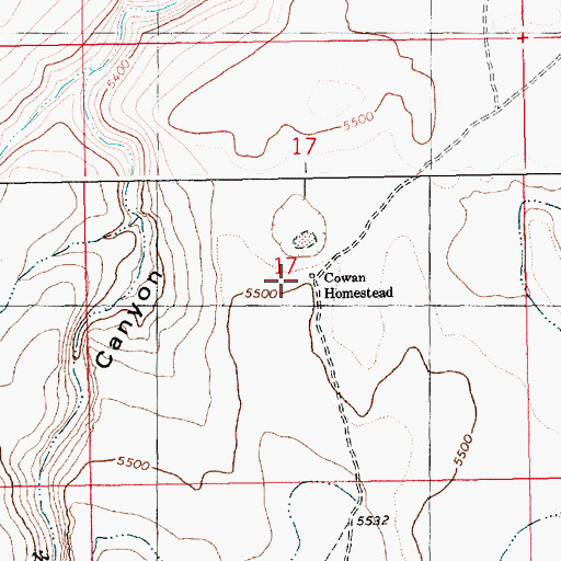 Topographic Map of Cowan Homestead, ID