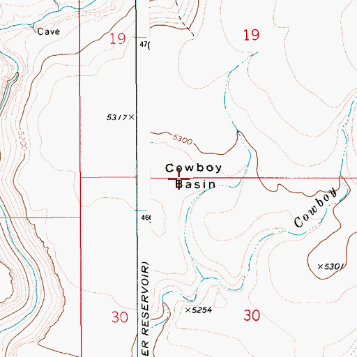 Topographic Map of Cowboy Basin, ID