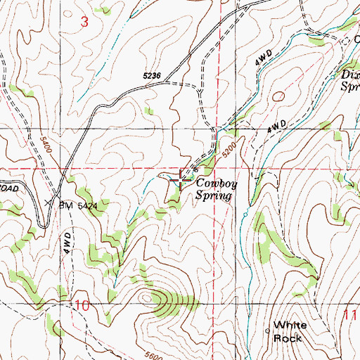 Topographic Map of Cowboy Spring, ID