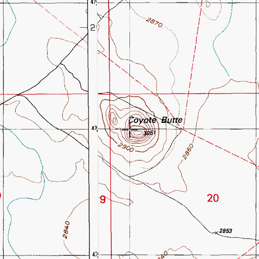 Topographic Map of Coyote Butte, ID