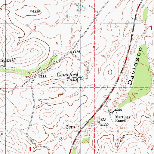 Topographic Map of Cemetery Tank, AZ