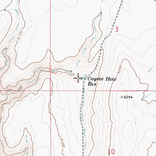 Topographic Map of Coyote Hole Reservoir, ID
