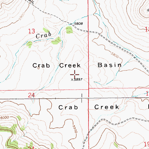 Topographic Map of Crab Creek Basin, ID