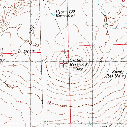 Topographic Map of Crater Reservoir, ID
