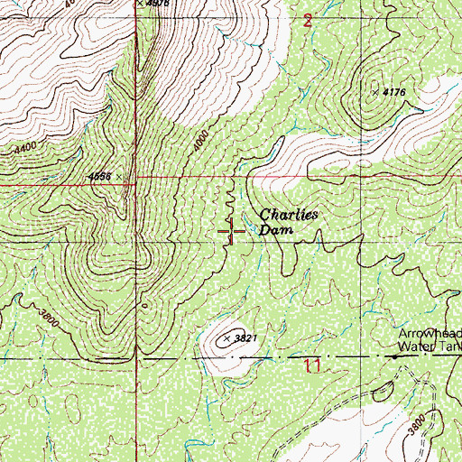 Topographic Map of Charlies Dam, AZ