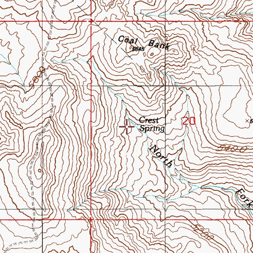 Topographic Map of Crest Spring, ID
