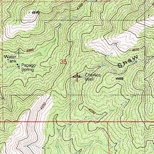 Topographic Map of Charlies Well, AZ