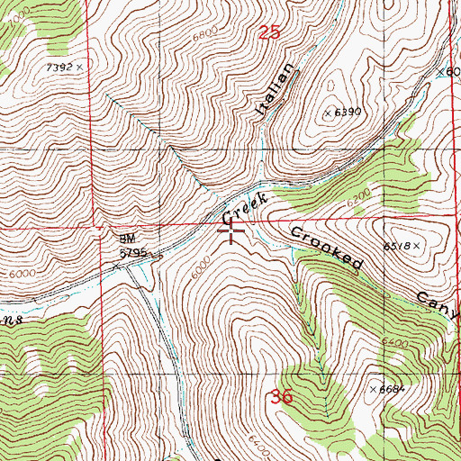 Topographic Map of Crooked Canyon, ID