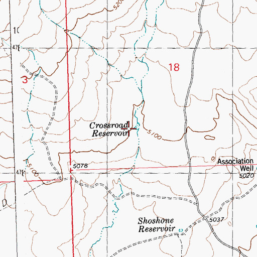 Topographic Map of Crossroad Reservoir, ID