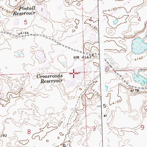 Topographic Map of Crossroads Reservoir, ID