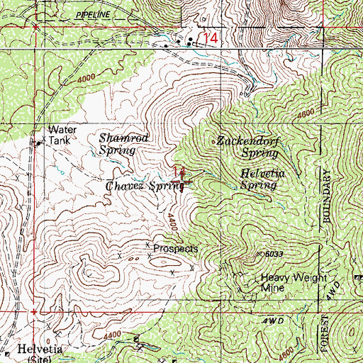 Topographic Map of Chavez Spring, AZ