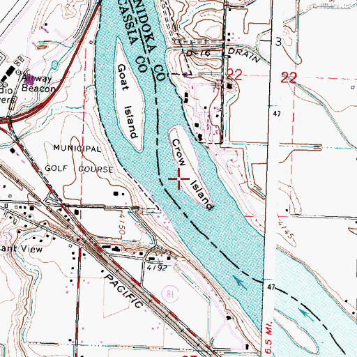 Topographic Map of Crow Island, ID