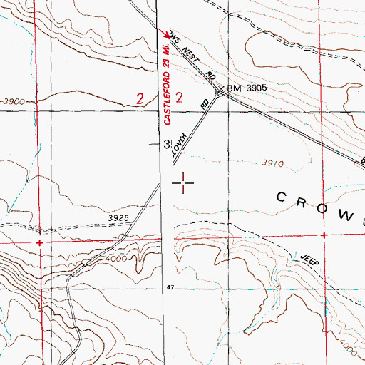 Topographic Map of Crows Nest, ID
