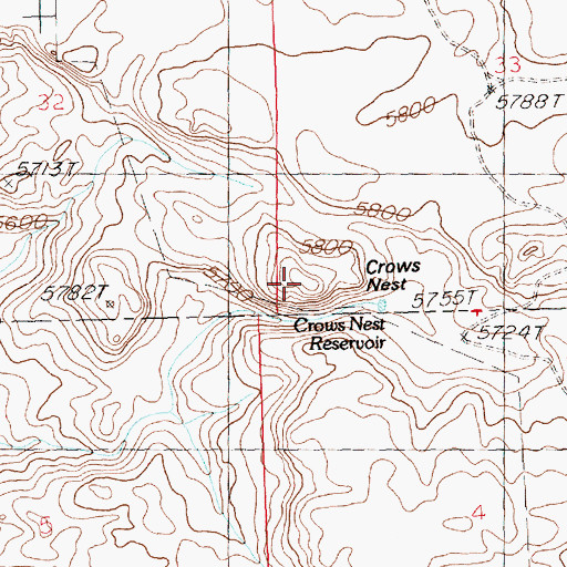 Topographic Map of Crows Nest, ID