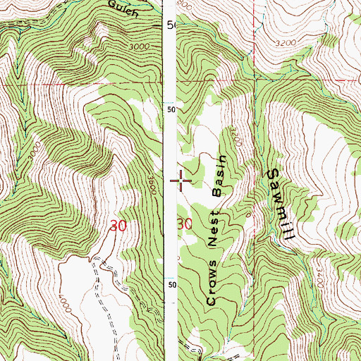 Topographic Map of Crows Nest Basin, ID