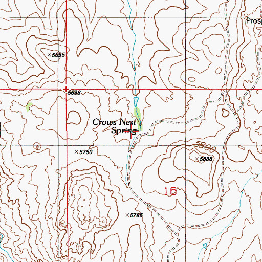 Topographic Map of Crows Nest Spring, ID