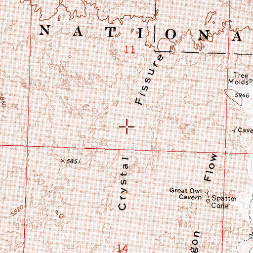 Topographic Map of Crystal Fissure Flow, ID
