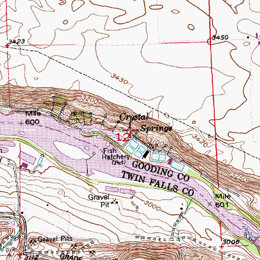 Topographic Map of Crystal Springs, ID