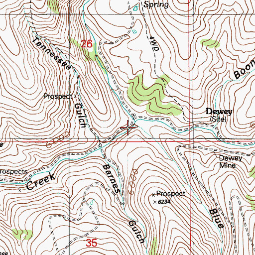 Topographic Map of Cunningham Creek, ID