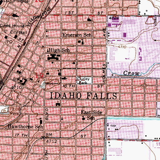 Topographic Map of Curley Park, ID