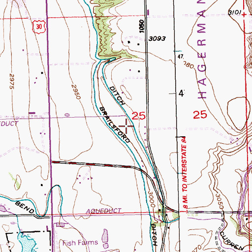 Topographic Map of Curren Ditch, ID