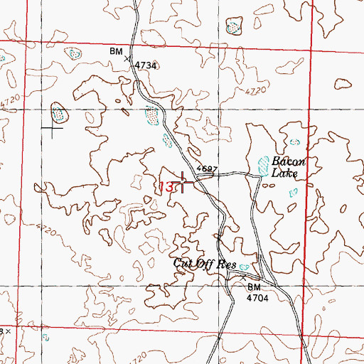 Topographic Map of Cut Off Reservoir, ID