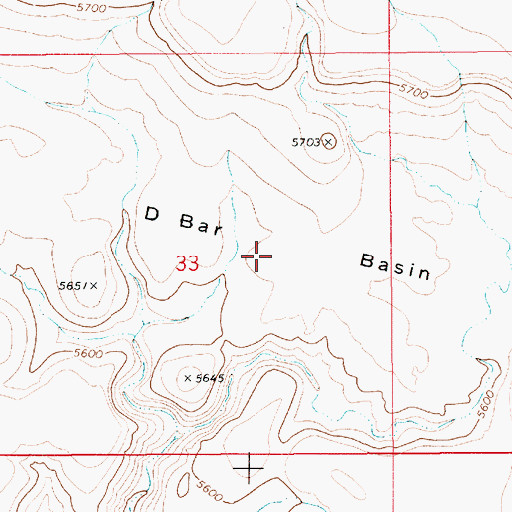 Topographic Map of D Bar Basin, ID