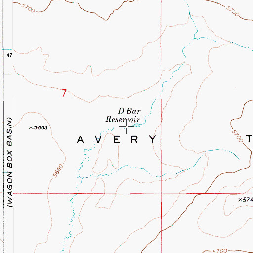 Topographic Map of D Bar Reservoir, ID