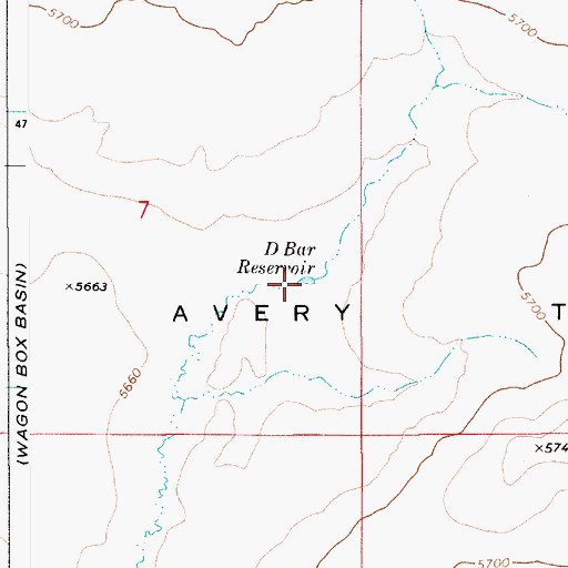 Topographic Map of D Bar Reservoir, ID