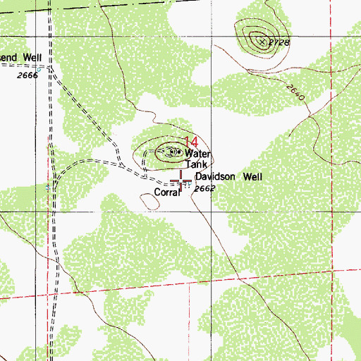 Topographic Map of Davidson Well, AZ