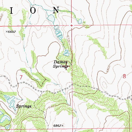 Topographic Map of Damon Springs, ID