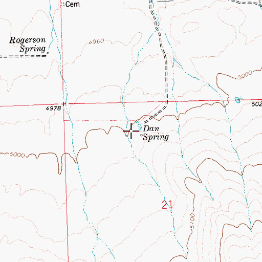 Topographic Map of Dan Spring, ID
