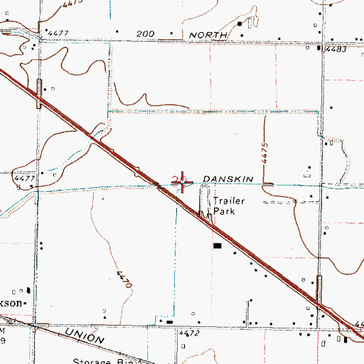 Topographic Map of Danskin Canal, ID