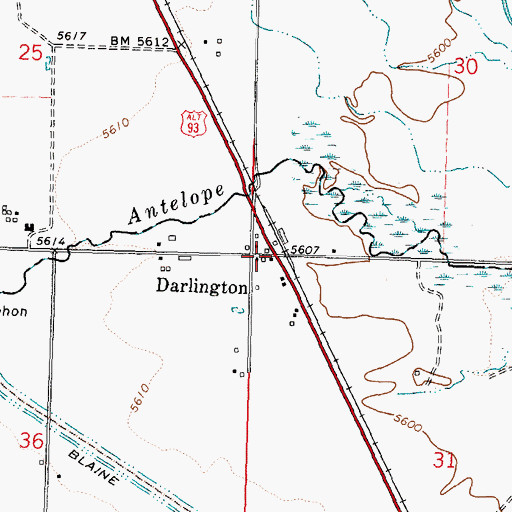 Topographic Map of Darlington, ID