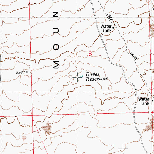 Topographic Map of Daves Reservoir, ID