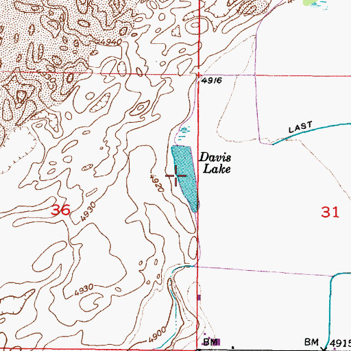 Topographic Map of Davis Lake, ID