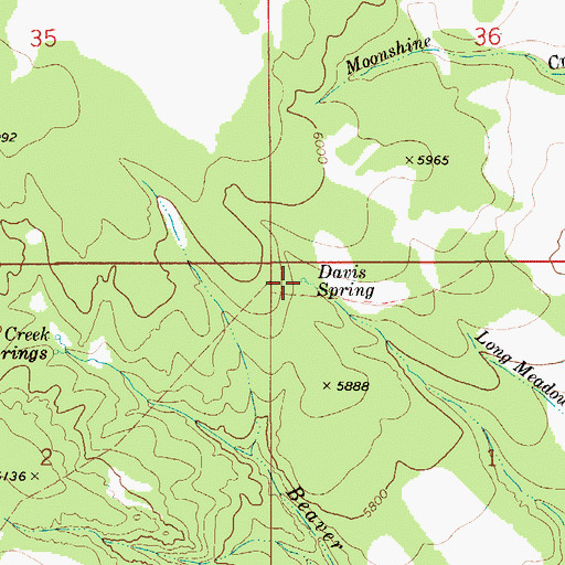 Topographic Map of Davis Spring, ID