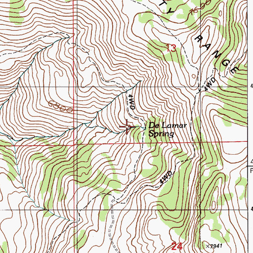 Topographic Map of De Lamar Spring, ID