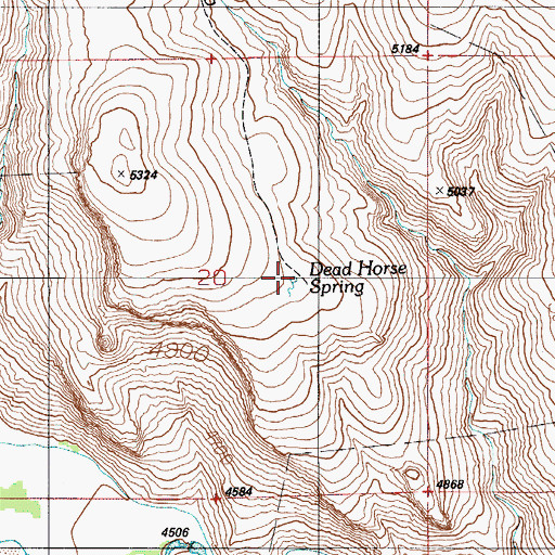 Topographic Map of Dead Horse Spring, ID