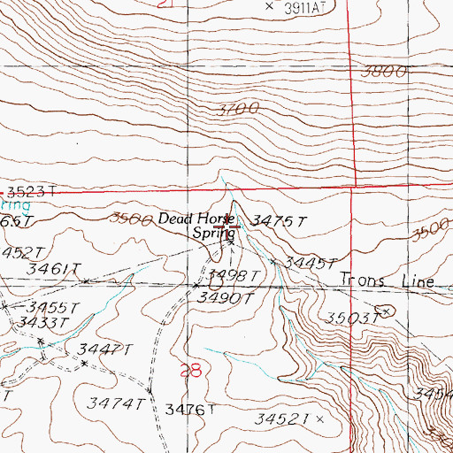Topographic Map of Dead Horse Spring, ID