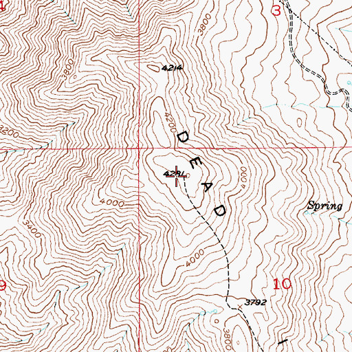 Topographic Map of Dead Indian Ridge, ID