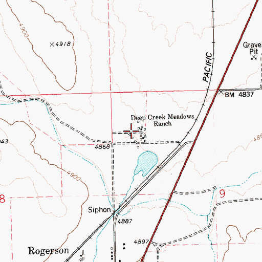 Topographic Map of Deep Creek Meadows Ranch, ID