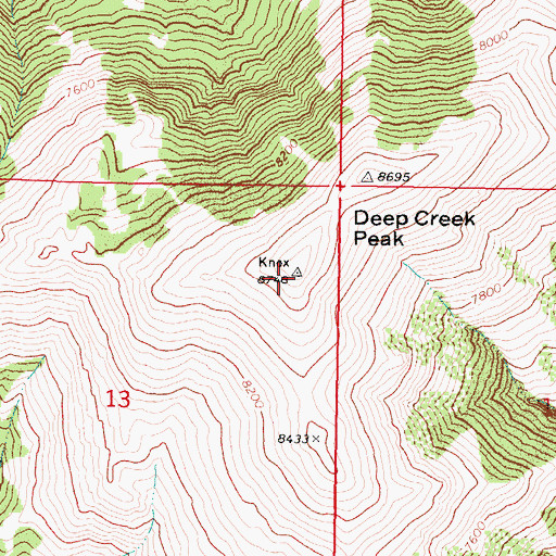 Topographic Map of Deep Creek Peak, ID