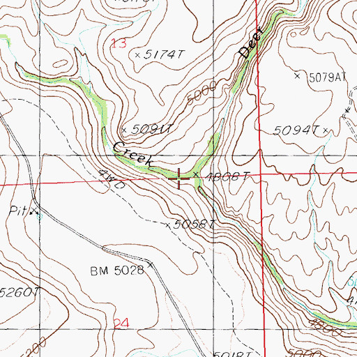 Topographic Map of Deer Creek, ID
