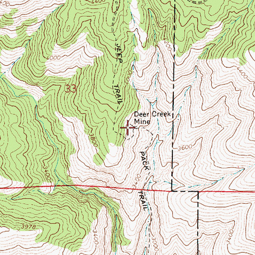 Topographic Map of Deer Creek Mine, ID