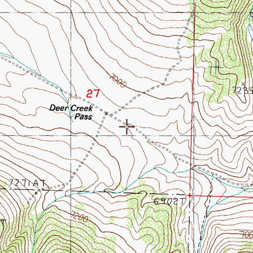 Topographic Map of Deer Creek Pass, ID